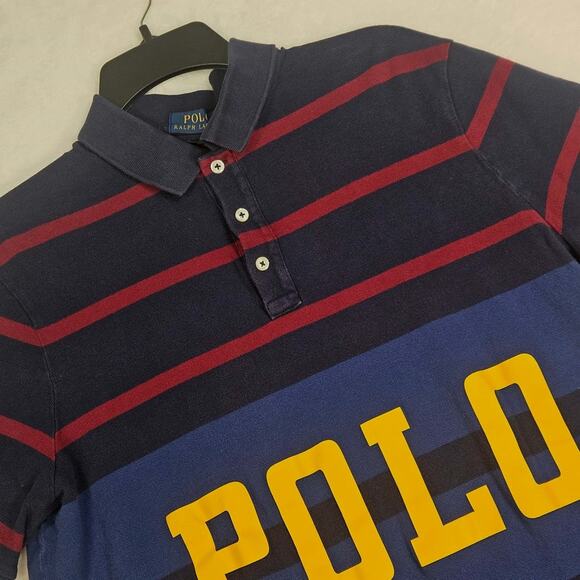 Ralph Lauren Casual Short Sleeve Polo Shirt Mens Large Classic Fit Striped - Picture 1 of 10